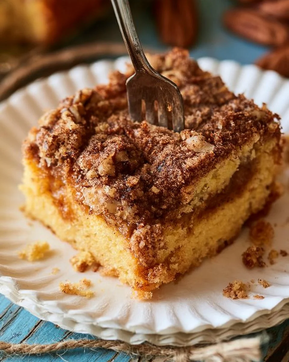 Delicious slice of homemade Butterscotch Coffee Cake on a plate