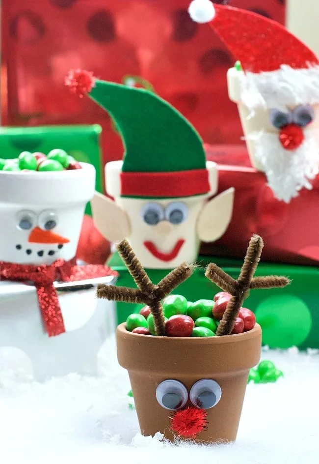 Christmas kids craft character candy pots for festive holiday fun