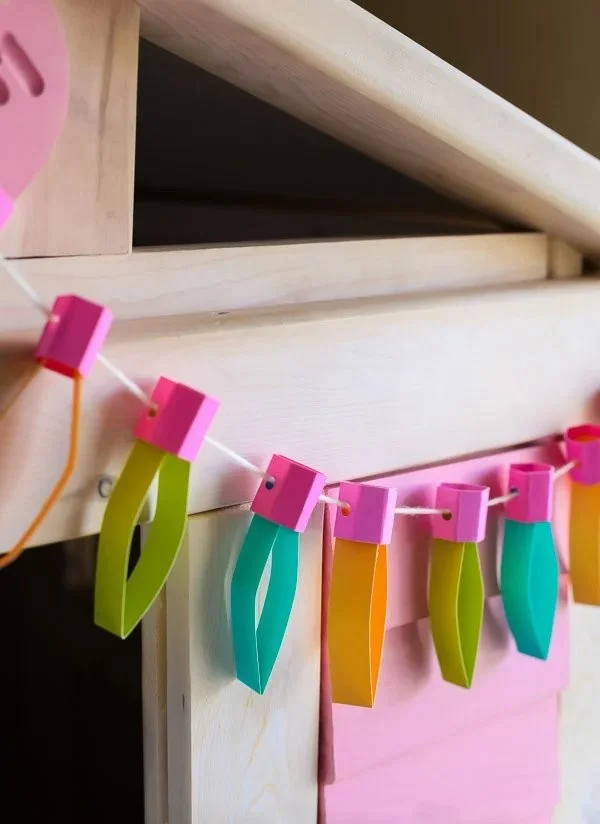 Colorful paper Christmas lights craft for kids