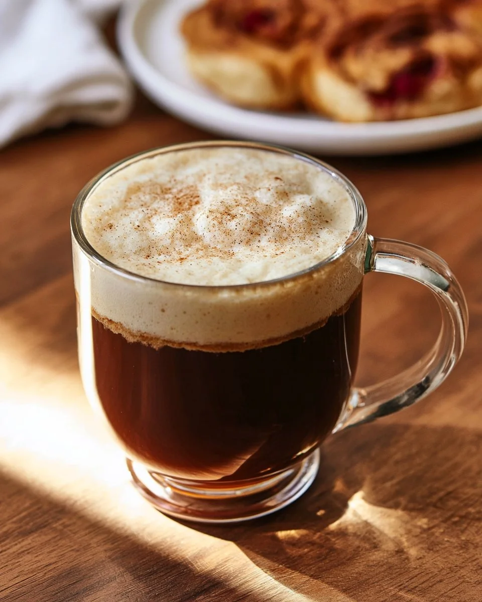 Delicious Cinnamon Roll Latte in a cozy coffee shop setting
