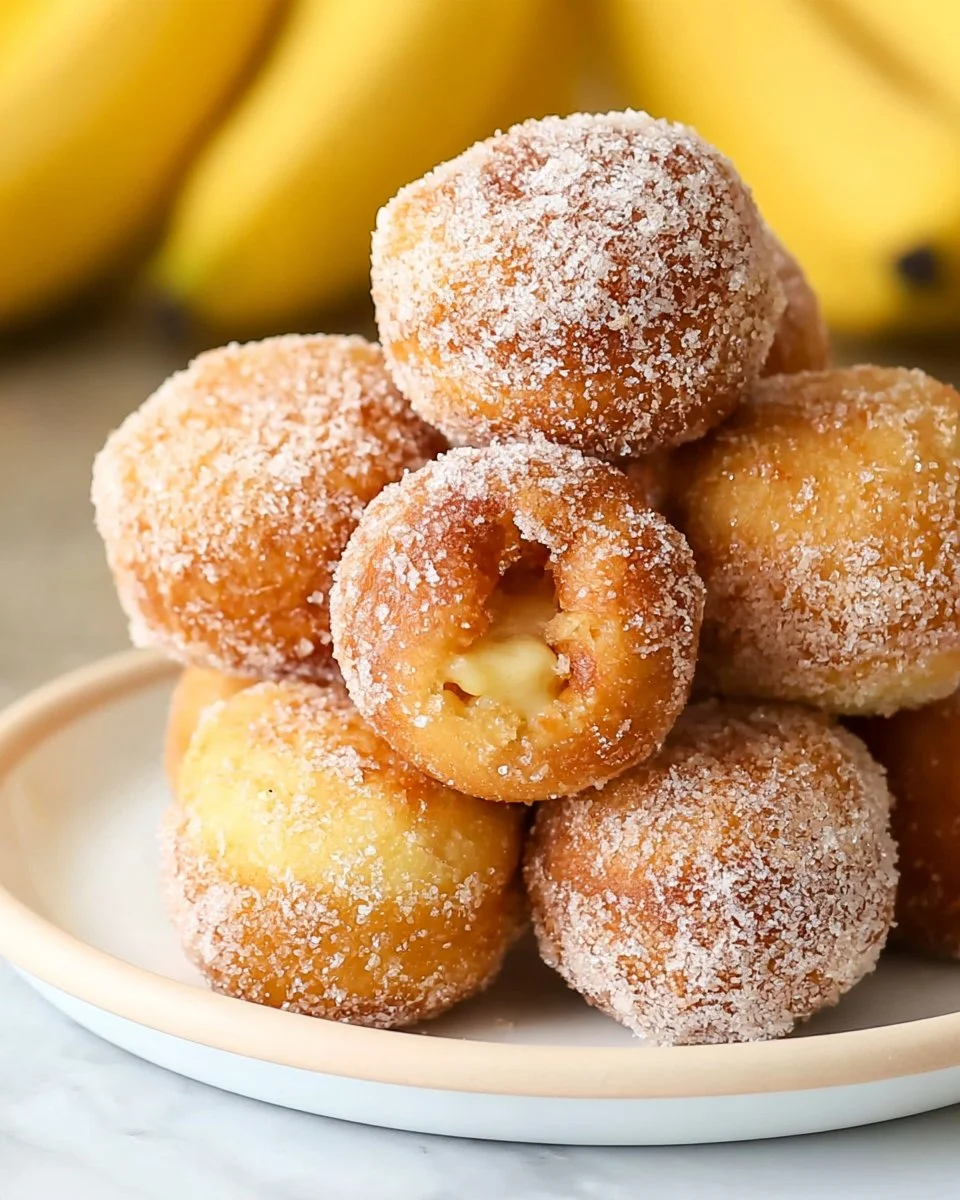 Delicious 2-ingredient banana donut holes on a plate