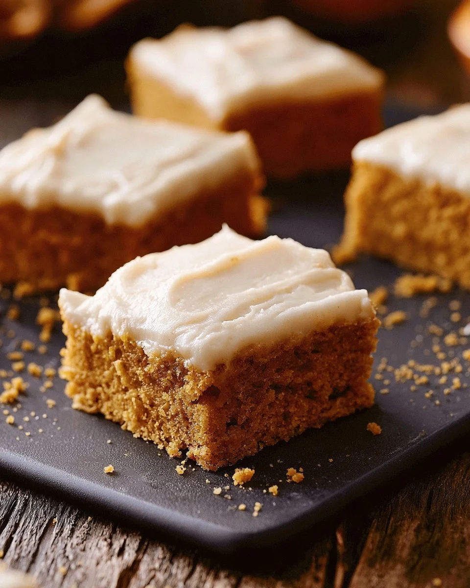 Delicious Libby's Pumpkin Bars served on a festive plate