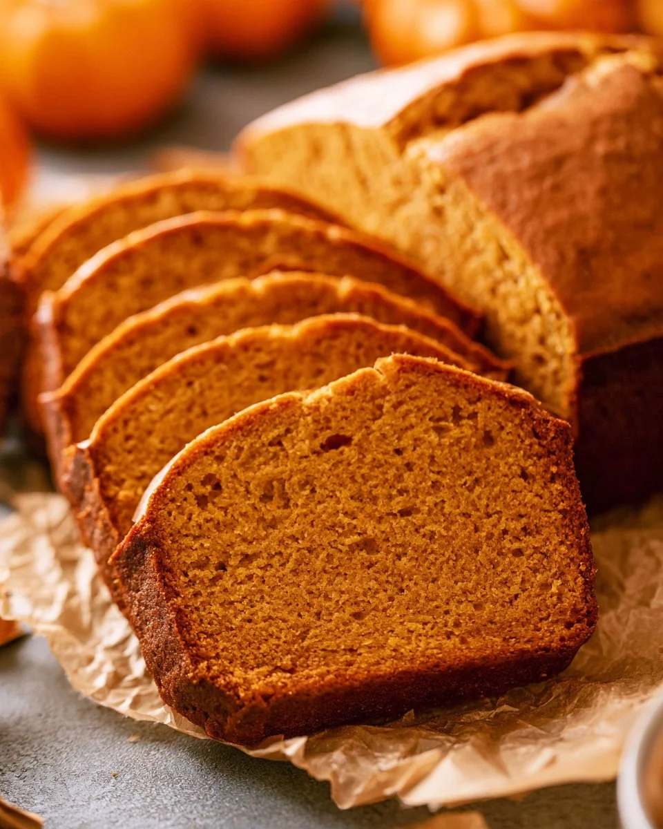 Freshly baked pumpkin bread cooling on a wire rack