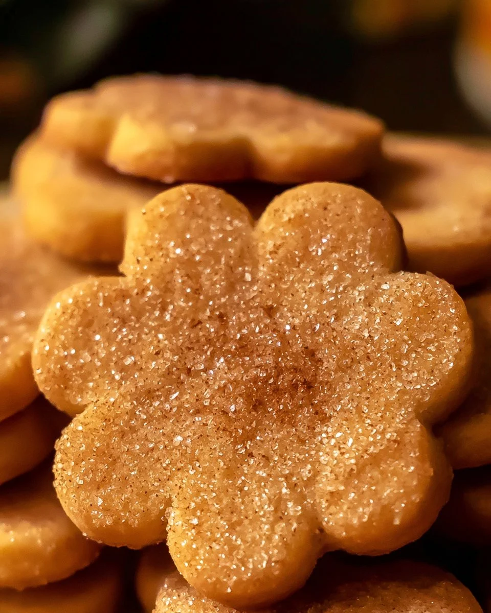 Freshly baked Pumpkin-Spice Sugar Cookies on a wooden table