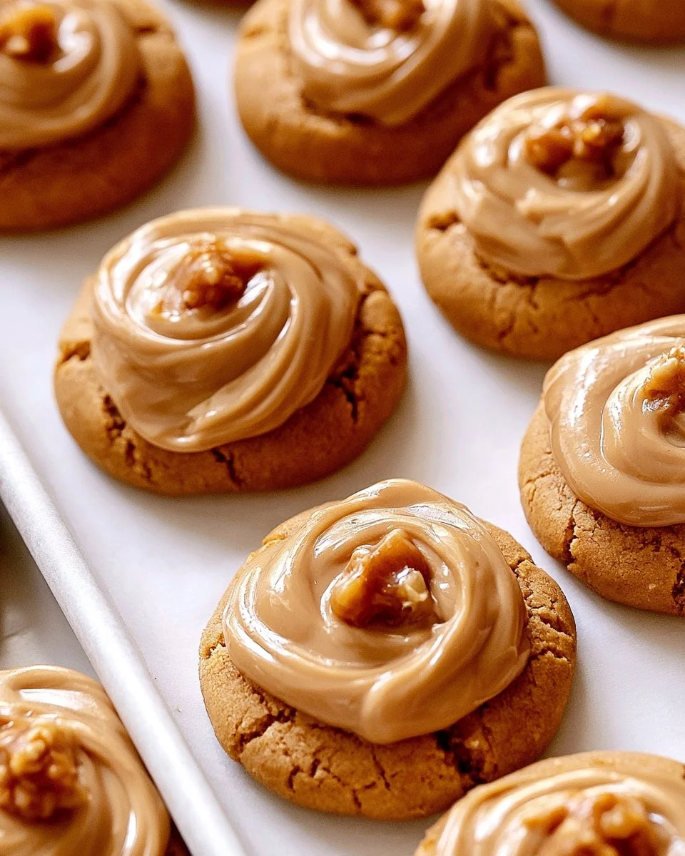 Freshly baked salted caramel pumpkin cookies on a plate