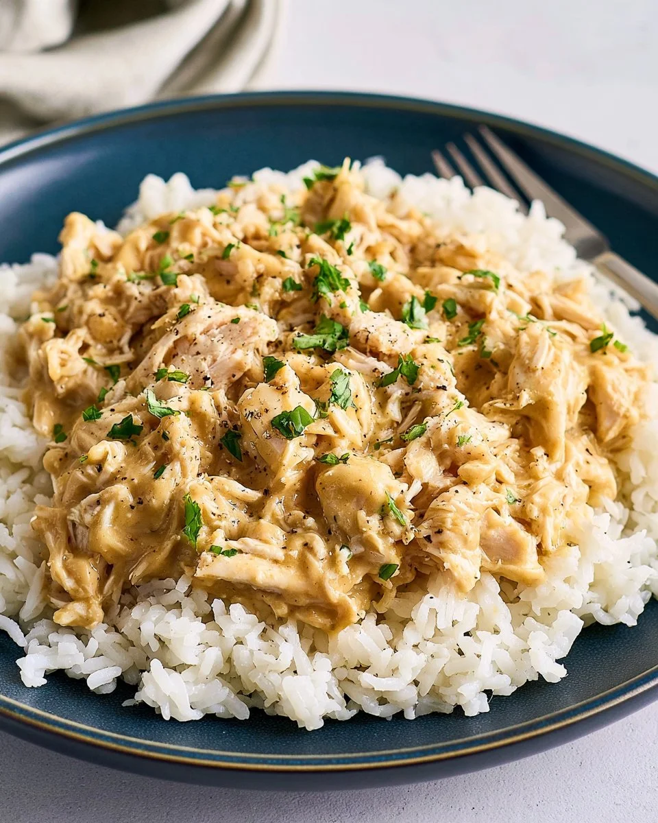 Slow Cooker Chicken and Gravy served with mashed potatoes