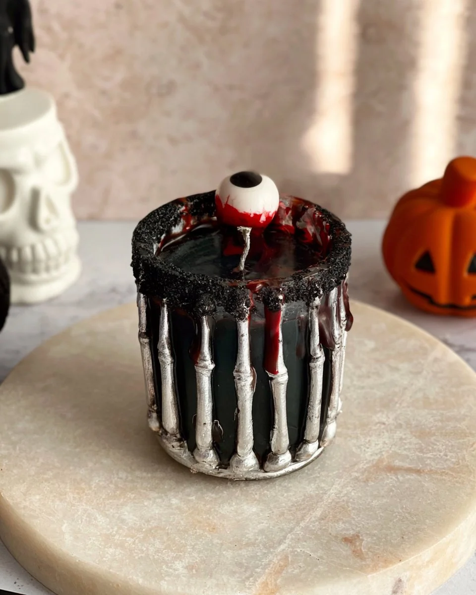 Spooky Halloween Black Russian Cocktail garnished for Halloween festivities