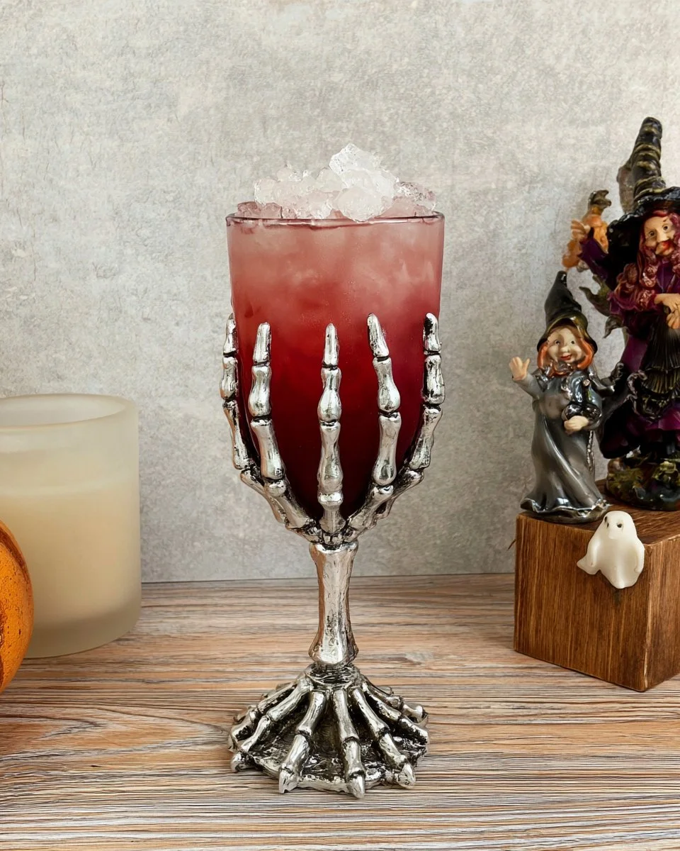 Vampire Blood Halloween Spritz recipe featuring spooky ingredients in a glass