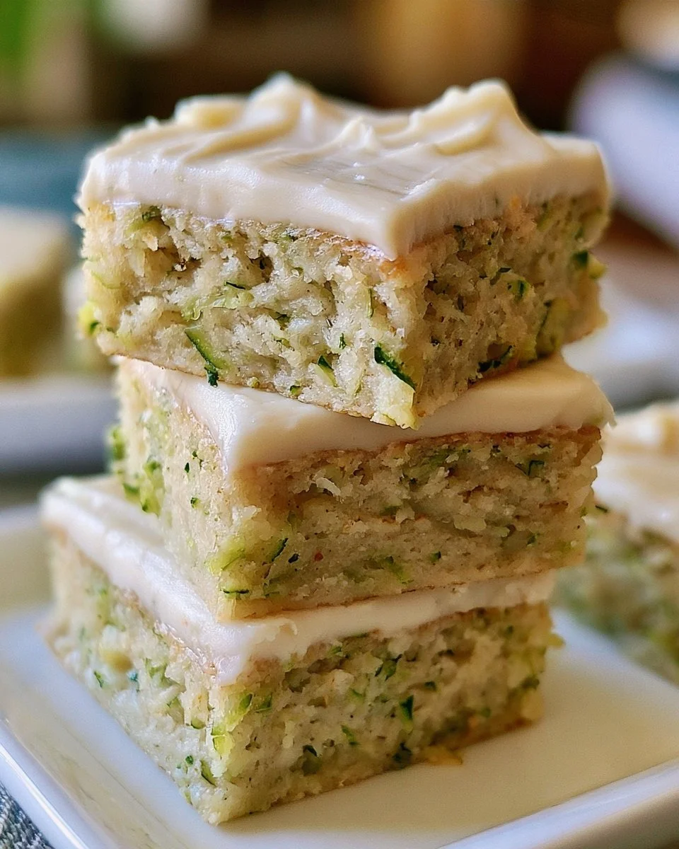 Deliciously moist Zucchini Banana Cake topped with cream cheese frosting