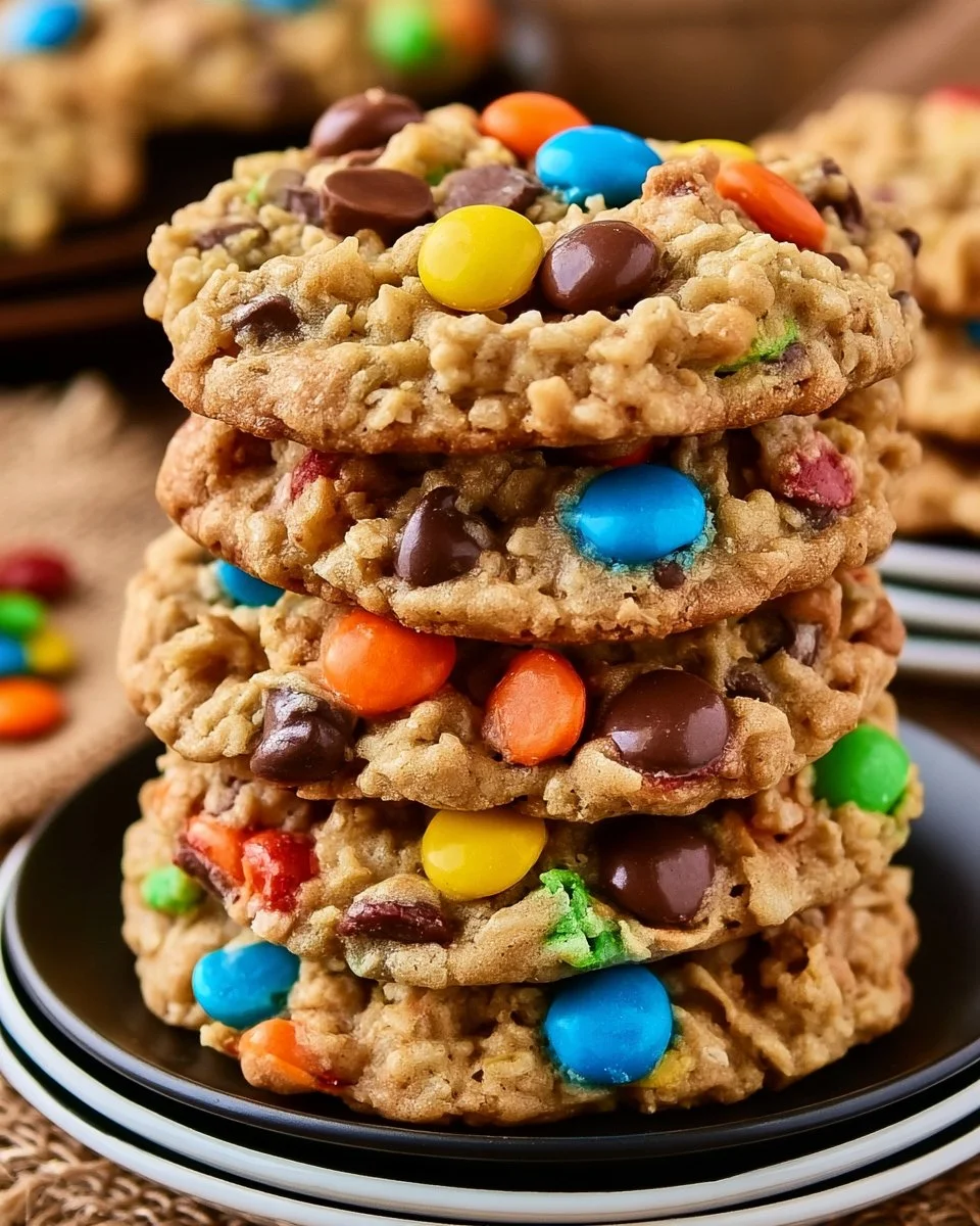Plate of homemade Zucchini Monster Cookies with chocolate chips and nuts
