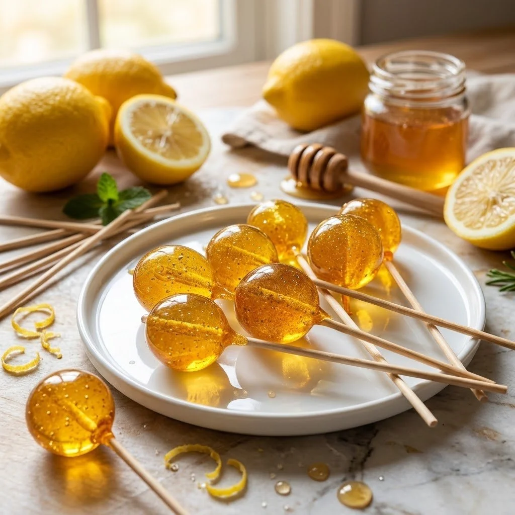 3-ingredient honey lemon lollipops recipe for a healthy treat