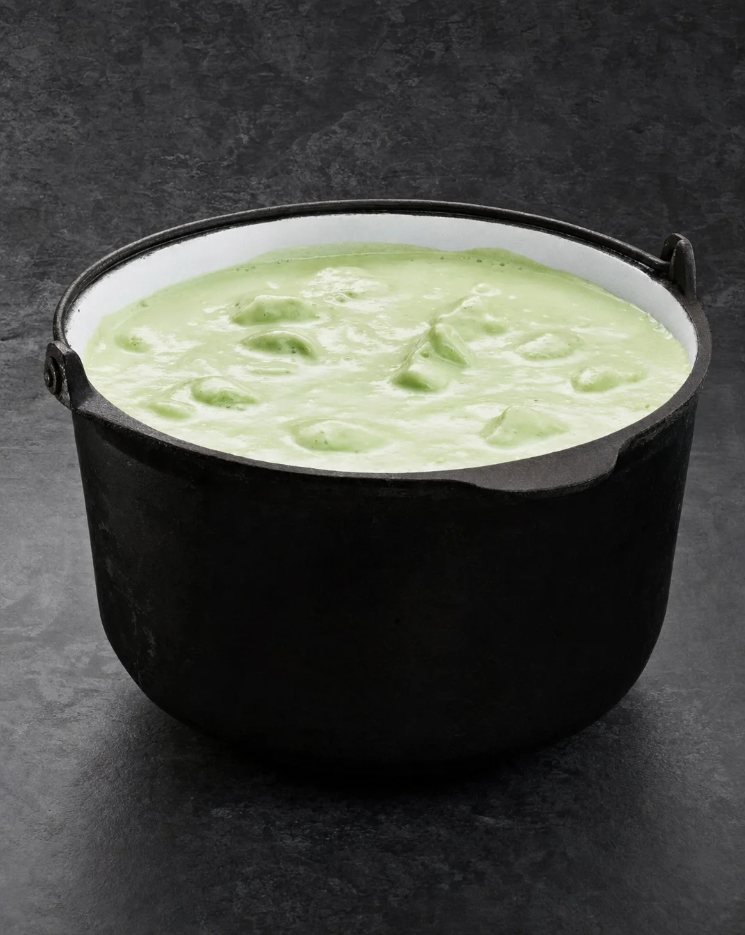 Bubbling cauldron punch in a spooky Halloween setup