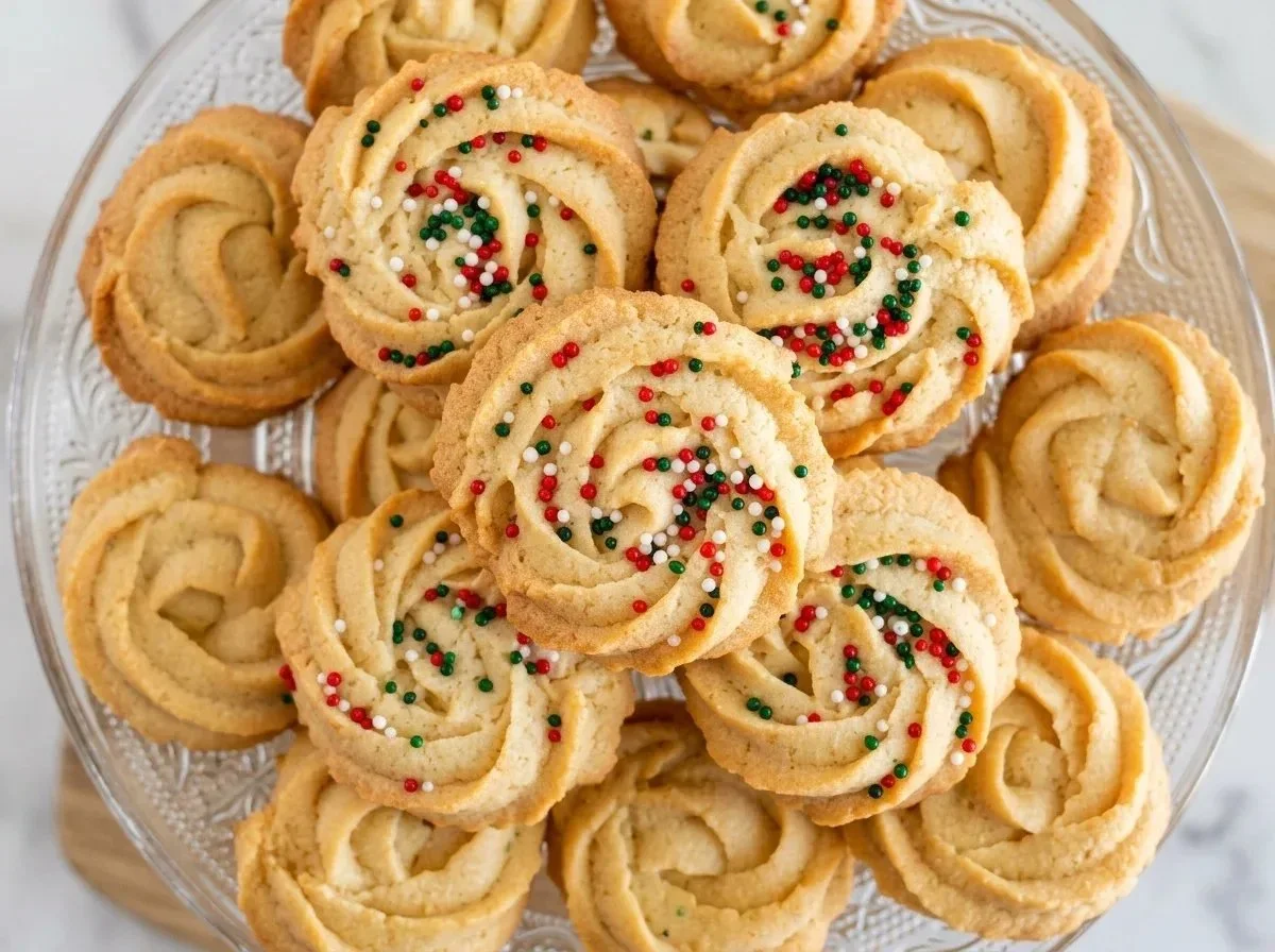 Delicious homemade butter cookies on a plate