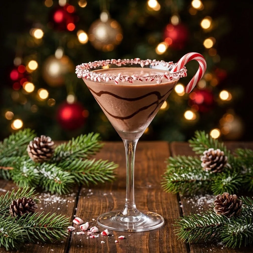 Delicious Chocolate Peppermint Martini garnished with mint sprigs