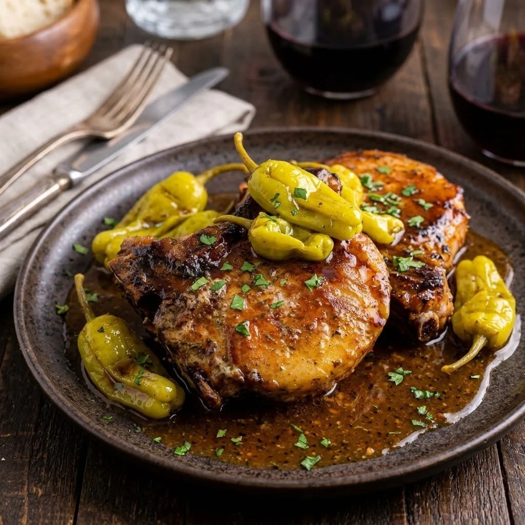 Delicious Crock Pot Mississippi Pork Chops served on a plate