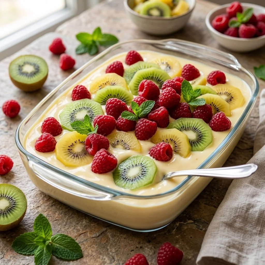 Delicious fruit cream made with fresh fruits and custard