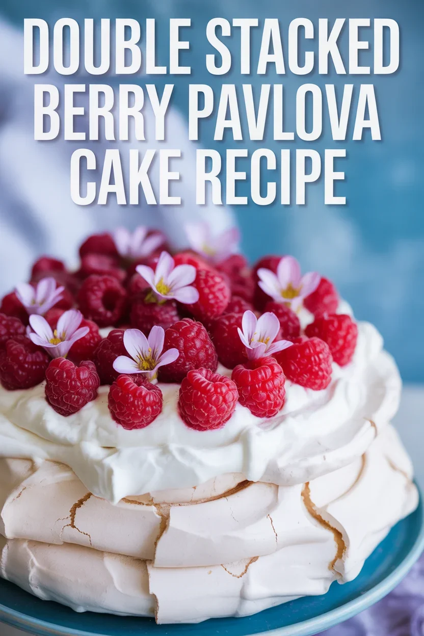 Double Stacked Berry Pavlova Cake