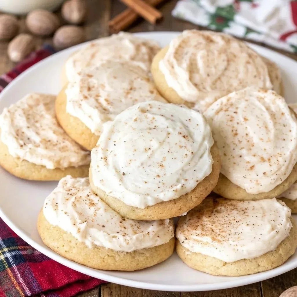 Delicious homemade Eggnog Cookies ready for the holiday season.