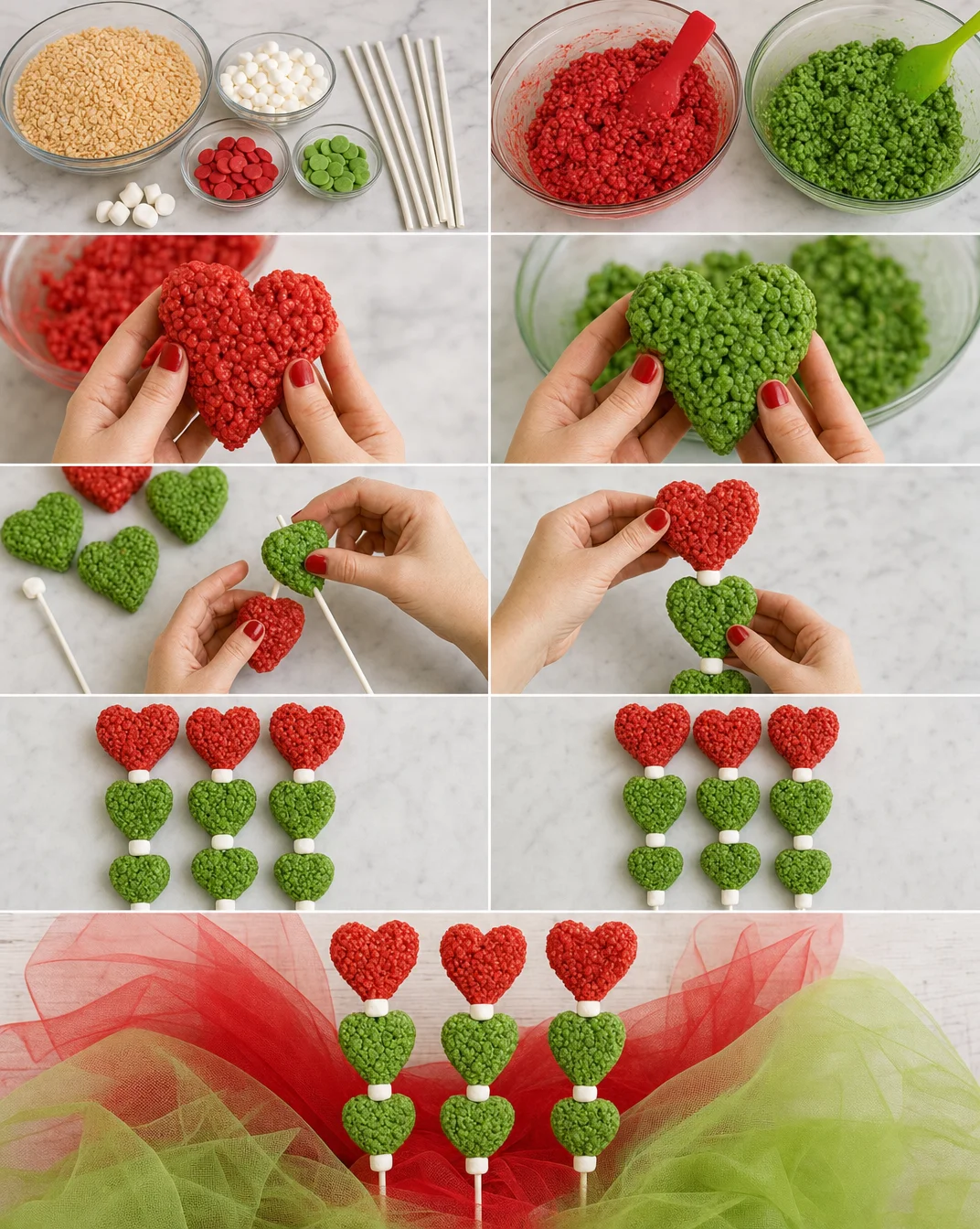 Grinch Hearts Rice Krispie Treats - Two Sisters