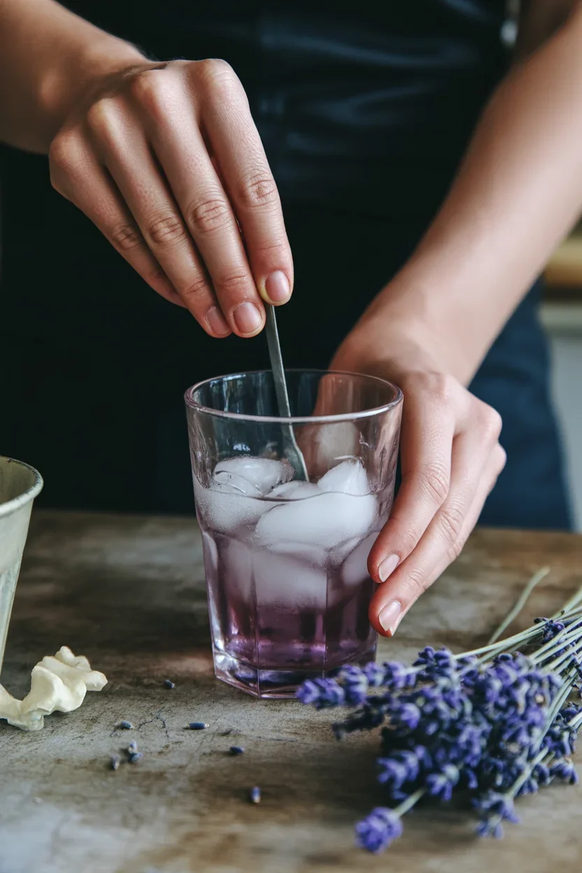 Iced Lavender Caramel Macchiato — layered, sweet & floral