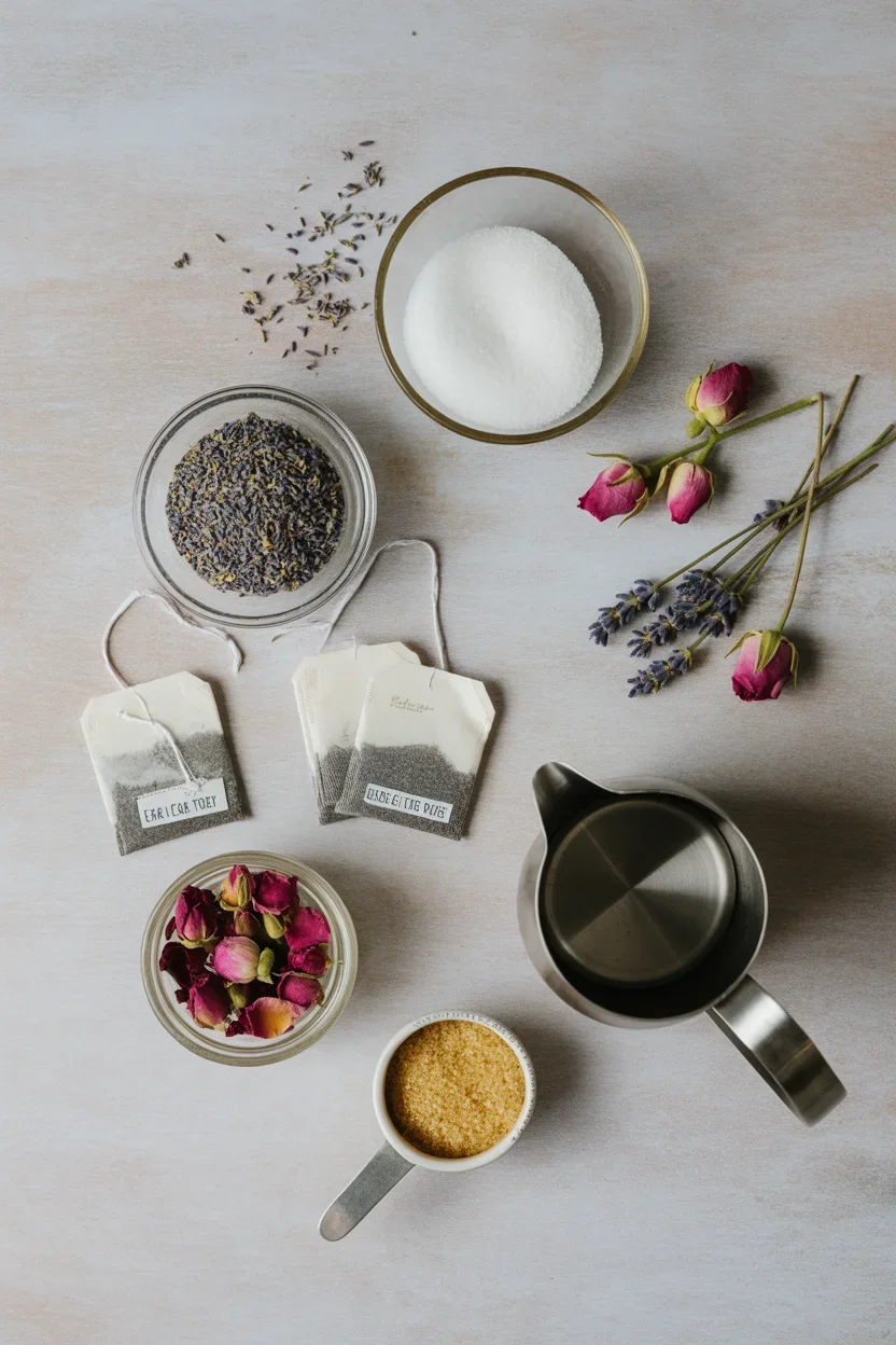 Lavender Rose London Fog — Earl Grey tea latte with rose