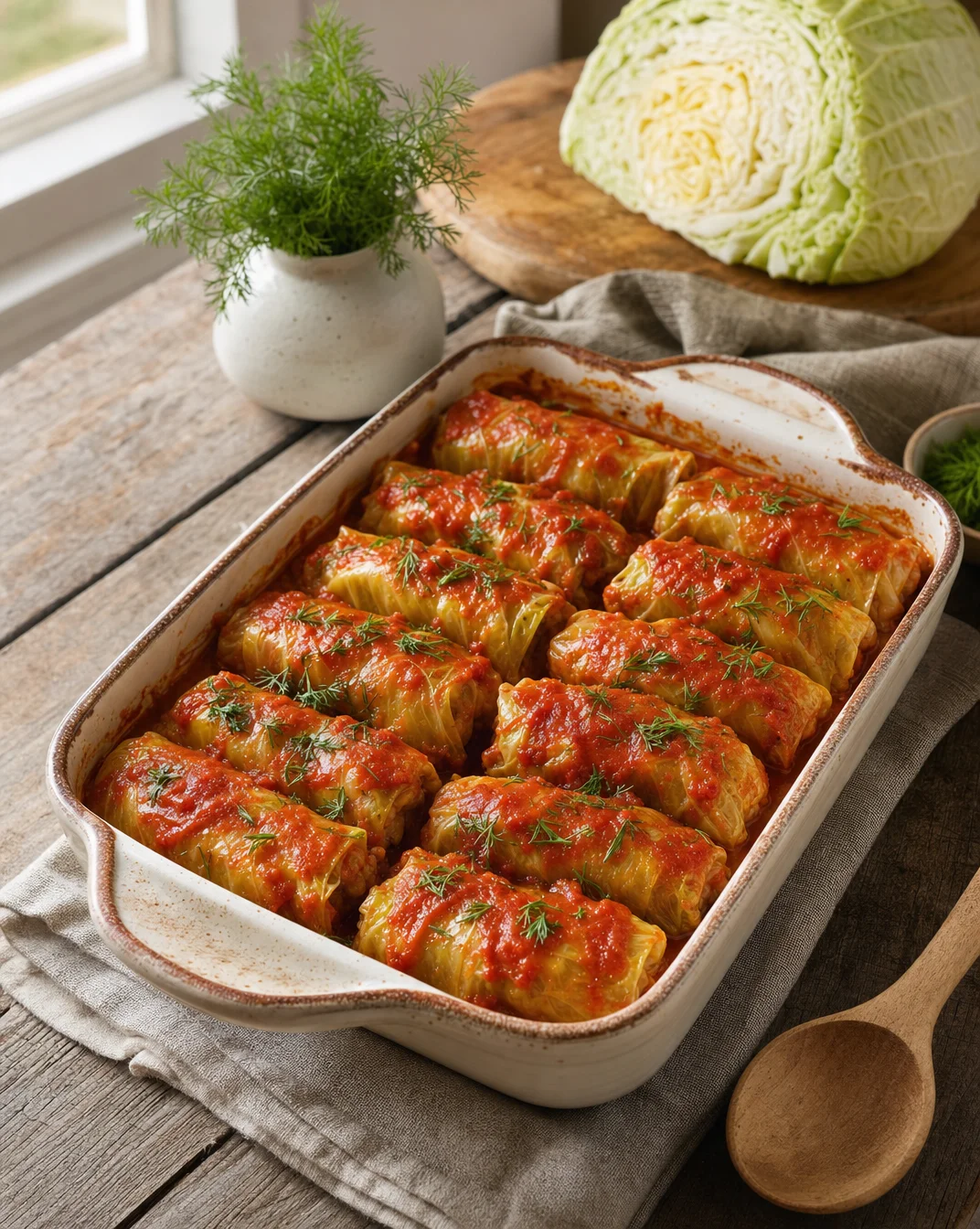 Delicious old-fashioned cabbage rolls served on a plate