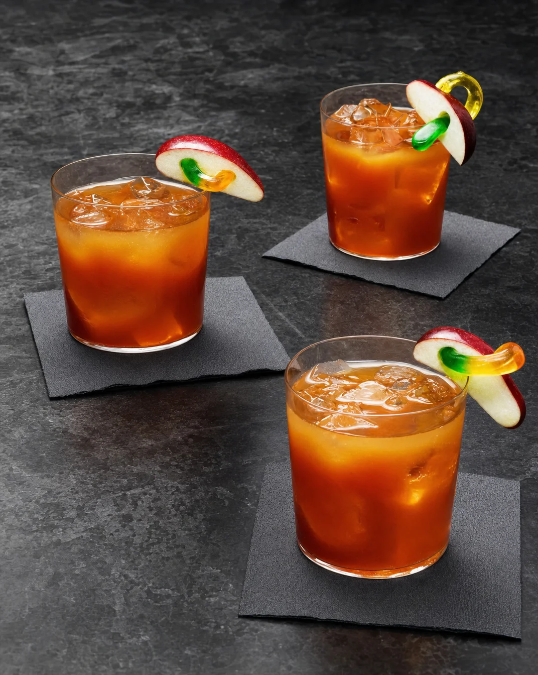 Poison Apple Punch served in a spooky Halloween-themed glass.