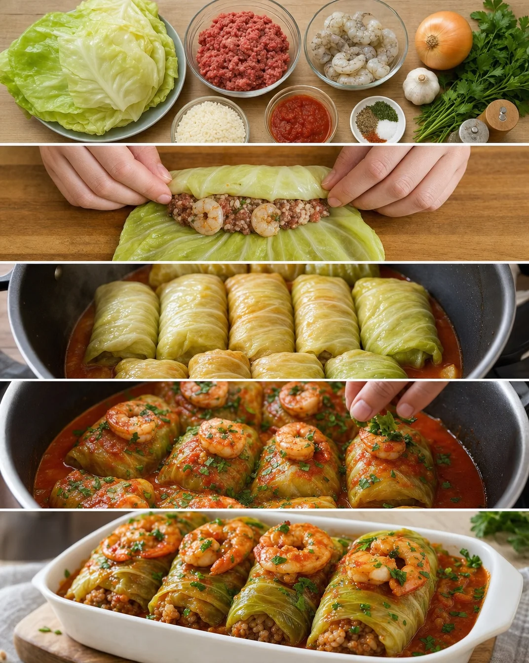 Shrimp and Beef Stuffed Cabbage Rolls: A Flavorful Delight Awaiting You