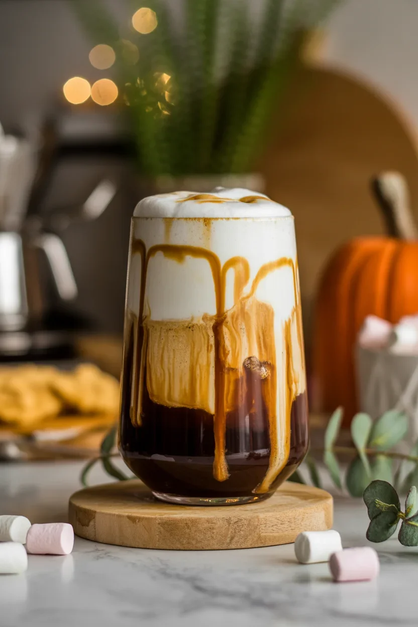 Sipping on an Iced Marshmallow Pumpkin Latte - A Cozy Copycat Treat!