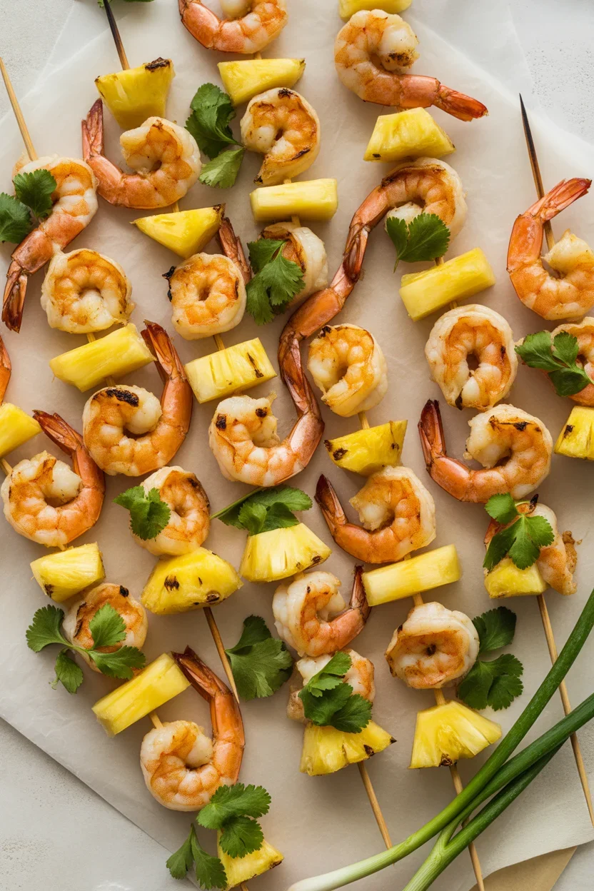 Sizzling Grilled Pineapple & Shrimp Skewers with Sweet Coconut Glaze
