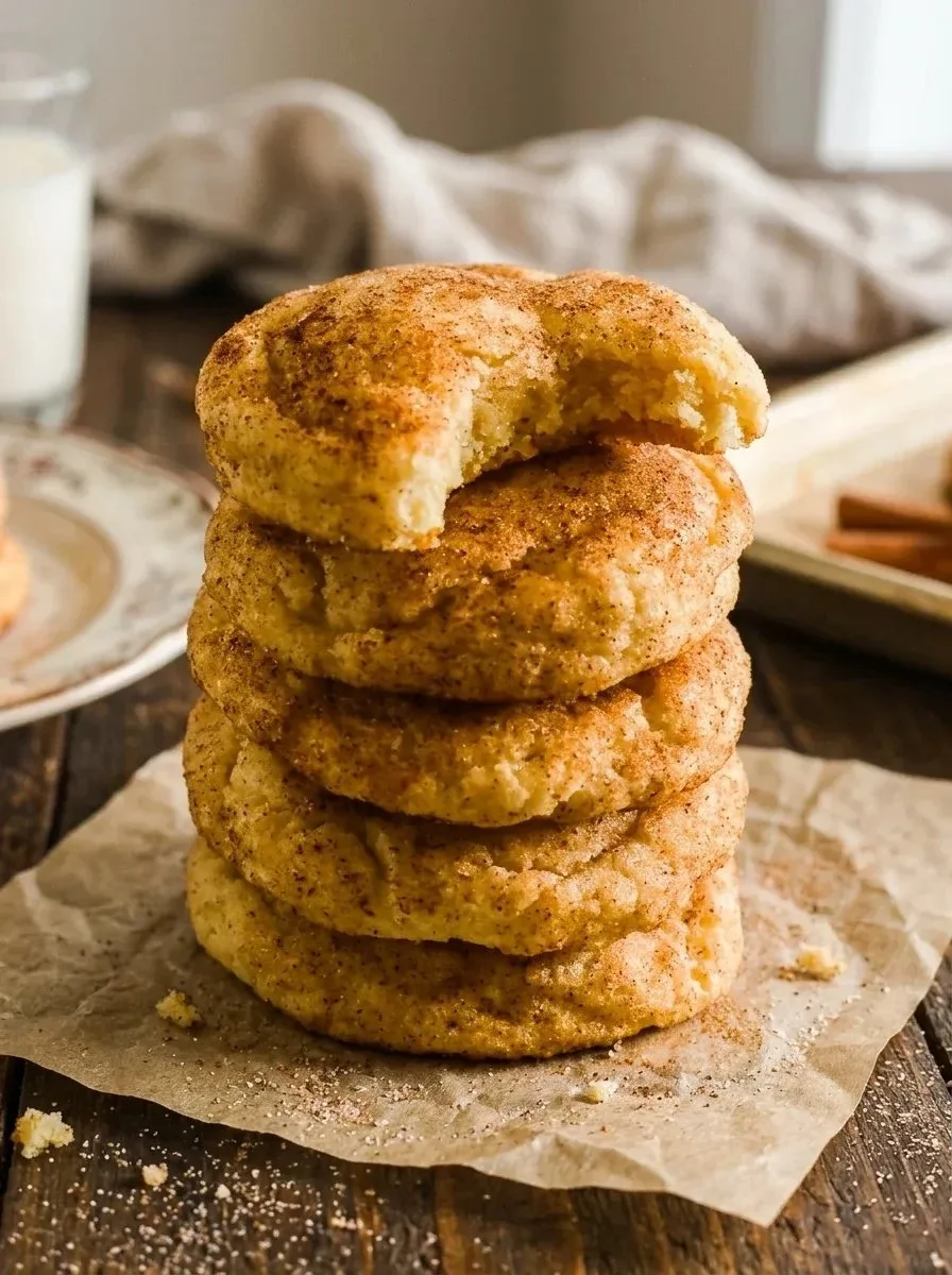 Freshly baked Snickerdoodle Cookies topped with cinnamon sugar