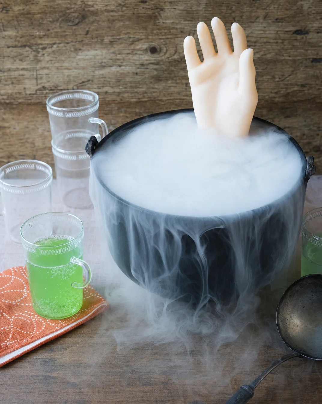 A spooky Witch's Brew recipe featuring vibrant colors and bubbling effects.